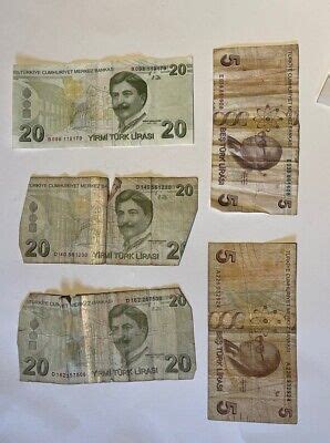 TURKEY Five Bes 5 And Twenty Yirmi 20 LIRA Bank Notes Turkish Lirasi