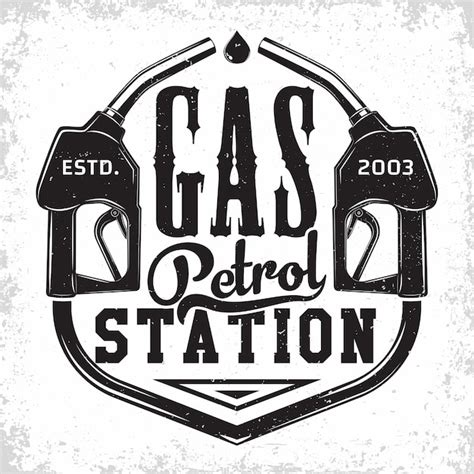 Premium Vector | Vintage Petrol station logo design with an emblem of gasoline station