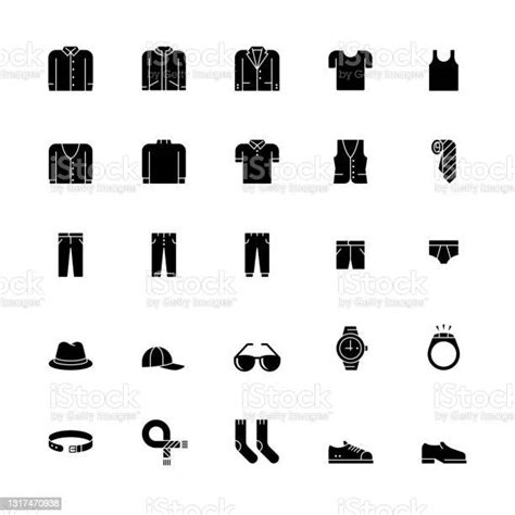 Menswear Und Accessoires Icon Set Stock Vektor Art Und Mehr Bilder Von