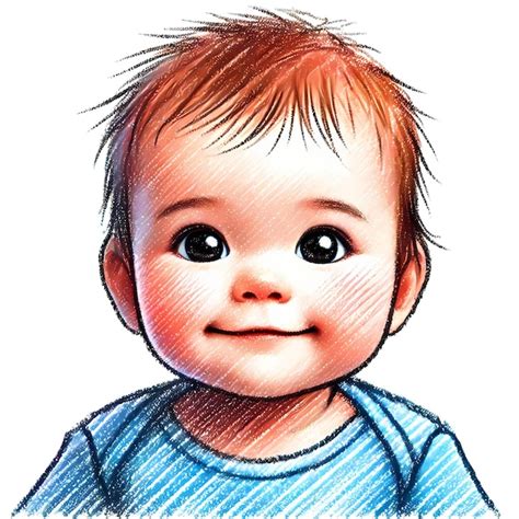 Cute Baby Smiling With Colorful Crayons Illustration Premium Ai