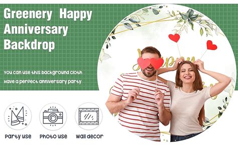 Amazon Mocsicka Greenery Happy Anniversary Backdrop 7x5ft Cheers