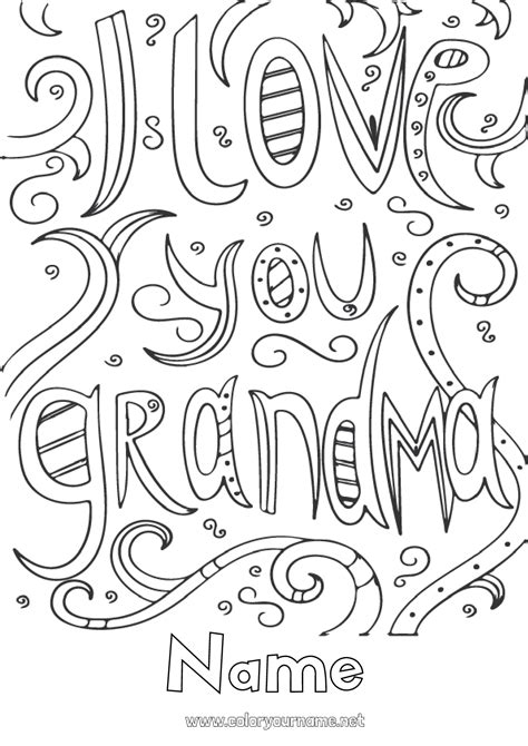 Coloring Page No 932 Grandma I Love You Love Message