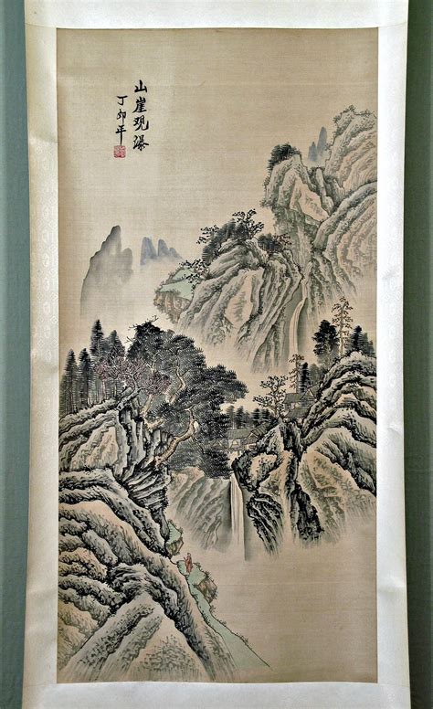 Beautiful Chinese Paintings: Vintage Shan-shui Classic Chinese Scroll Painting on Silk