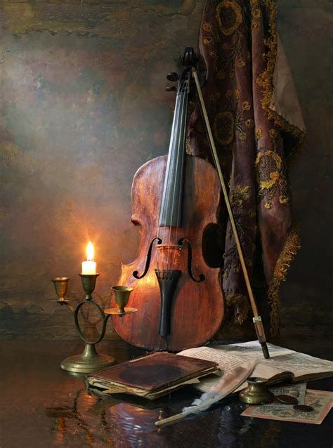 Still Life With Violin And Candle Andrey Morozov