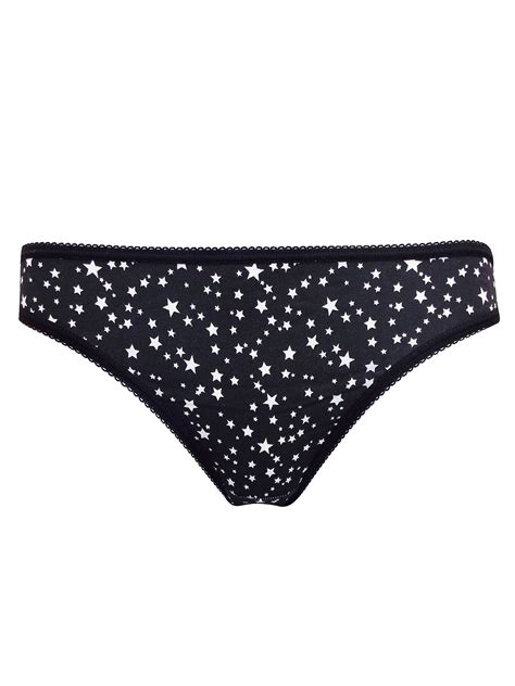 George G ORGE BLACK Cotton Rich Star Print Bikini Knickers Size To