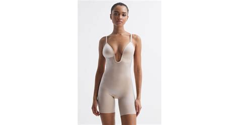 Spanx Shapewear Plunge Low Back Mid Thigh Bodysuit Lyst