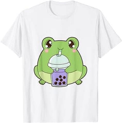 Kawaii Cute Boba Frog Froggy Taro Bubble Pearl Milk Tea T Shirt