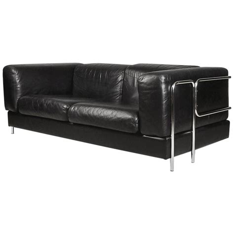 Bauhaus Minimalist Leather Tubular Sofa By Pethrus Lindlöf