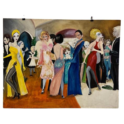 S Whimsical Modern Vintage Nude Art Blue Lithograph CA Artist D Borthwick For Sale At StDibs