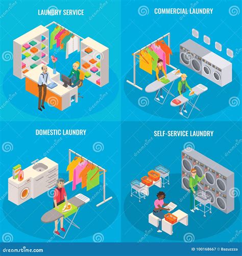 Vector Set Of Isometric Laundry Concepts Stock Vector Illustration Of