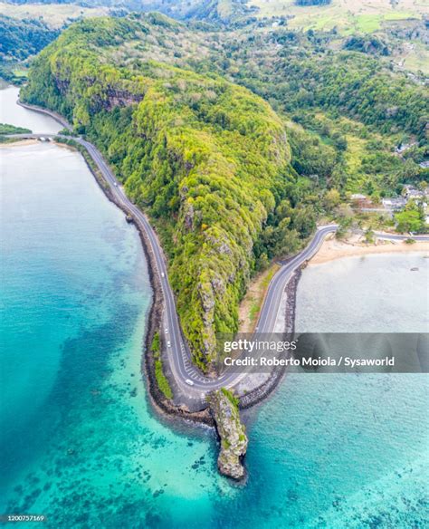 Maconde Point Along Coastal Road By The Tuquoise Sea Mauritius High Res