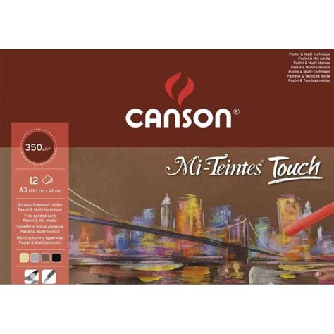 Stock Bureau CANSON Bloc de 12 feuilles à dessin A3 Mi Teintes Touch