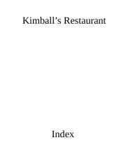 Kimball S Restaurant Chapter 6 Docx Kimballs Restaurant Index Title