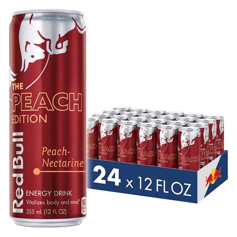 Red Bull Energy Drink Peach Nectarine 12 Fl Oz 24 Count Peach