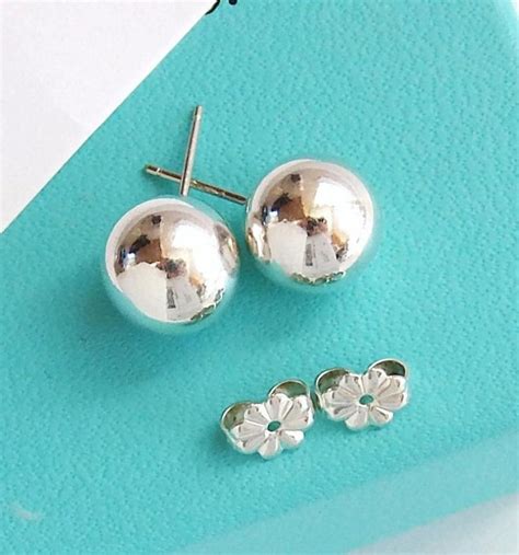 Tiffany And Co Sterling Silver 10mm Ball Bead Stud Earrings Etsy