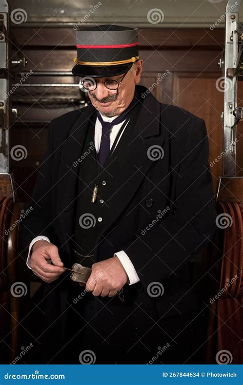 Vintage Train Conductor In Victorian Train Stock Photo Image Of