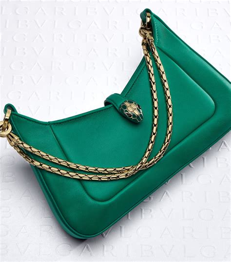 Womens Bvlgari Green Leather Serpenti Baia Shoulder Bag Harrods UK