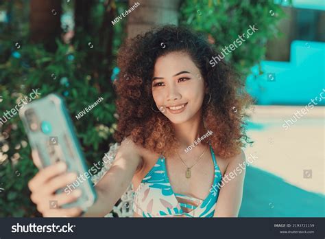 Sexy Beautiful Blasian Woman Perfect Eyebrows Foto Stok 2193721159 Shutterstock