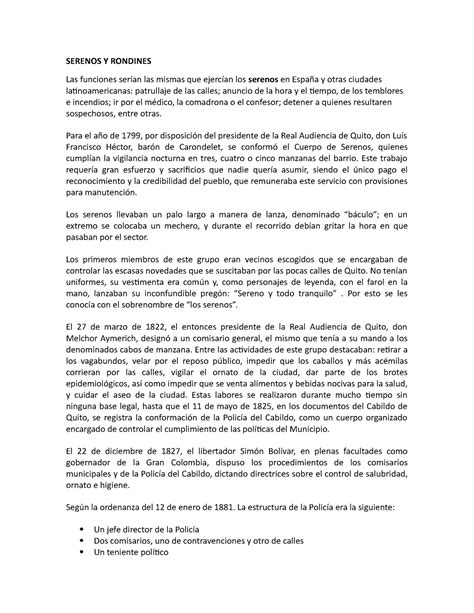 Serenos y rondines - SERENOS Y RONDINES Las funciones serían las mismas