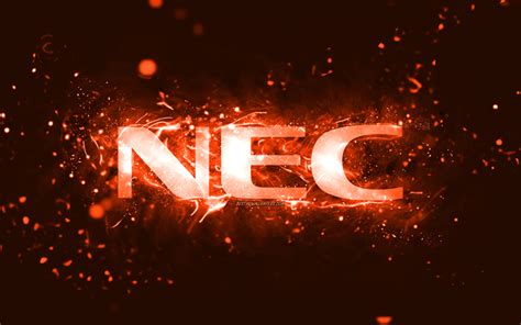 Download Wallpapers Nec Orange Logo 4k Orange Neon Lights Creative Orange Abstract