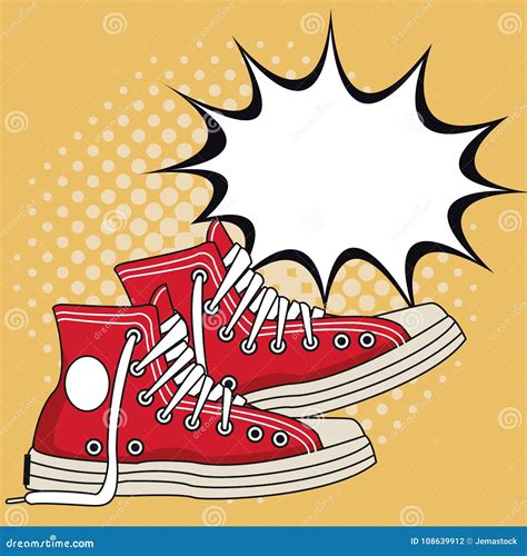 Viejo Arte Pop De Las Zapatillas De Deporte Ilustración del Vector