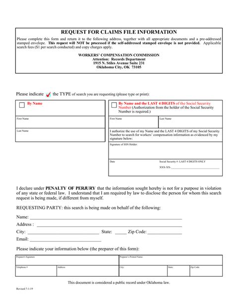 Oklahoma Request For Claims File Information Fill Out Sign Online