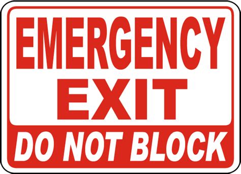 Emergency Exit Do Not Block Sign - Save 10% Instantly