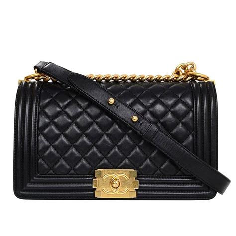 Chanel Black Lambskin Old Medium Boy Bag At 1stdibs Chanel Boy Bag