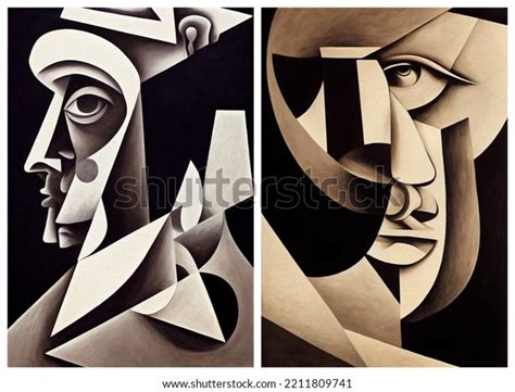 Abstract Portraits People Style Pablo Picasso Stock Illustration ...