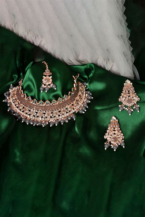 Buy Nayaab By Aleezeh Stone Studded Choker Jewellery Set Online Aza