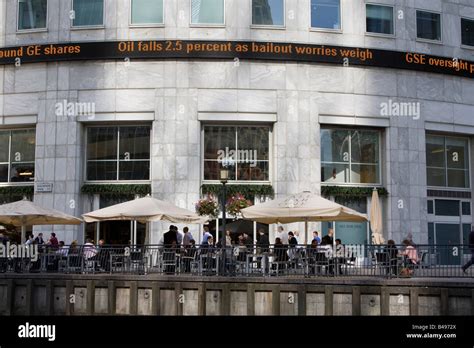 Oil Price Falls Stock Market Crash Ticker Tape Display Canary Wharf