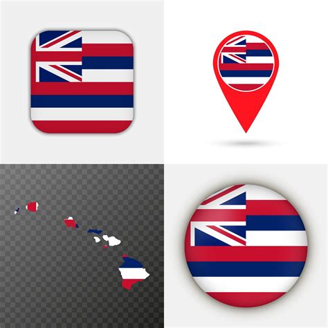 Set of Hawaii state flag. Vector illustration. 15260341 Vector Art at ...