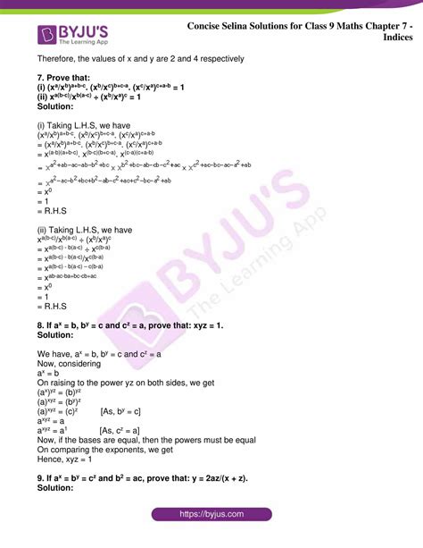 Selina Solutions Class 9 Concise Maths Chapter 7 Indices Download Free Pdf