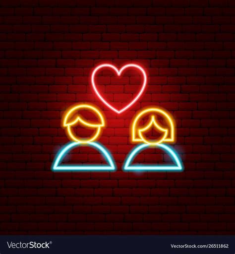 Heart Couple Neon Sign Royalty Free Vector Image Neon Signs Neon