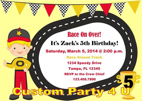 Racing Birthday Invitations - Etsy