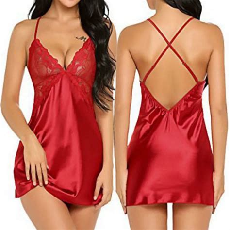 Mulheres Lingerie Sexy Renda Sleepwear Vestido De Noite Correias V