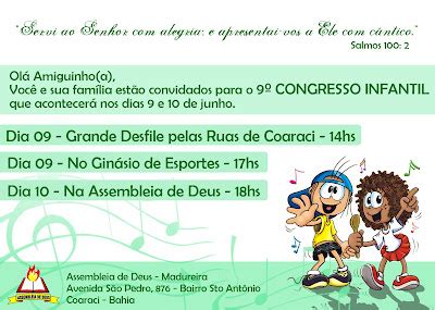 Madureira Em Coaraci Congresso Infantil Convite