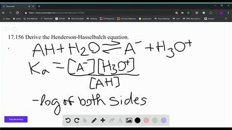 Solved Derive The Henderson Hasselbalch Equation As A Group Take Turns