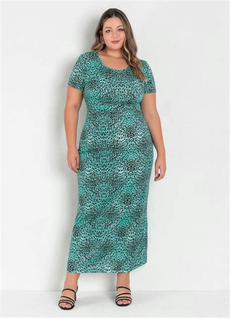 Vestido Abstrato Mangas Curtas Plus Size Marguerite