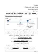 Lab Torque And Rotational Equilibrium Pdf Dung Phan Phys A Lab Mw