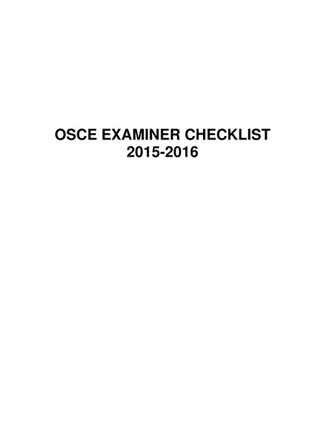 (PDF) OSCE EXAMINER CHECKLIST 2016