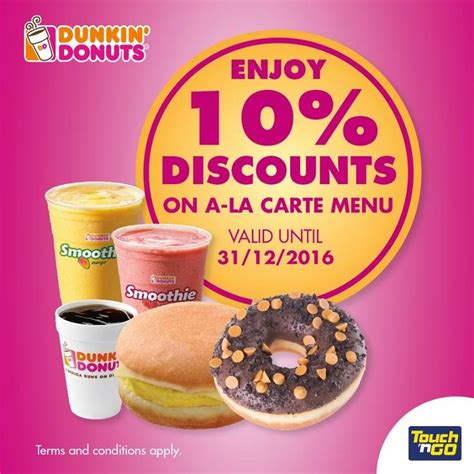 Touch N Go 10 Off Dunkin Donuts A La Carte Menu In Malaysia Dunkin Dunkin Donuts Menu