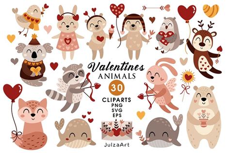 Valentines Animals clipart, Valentines day clipart (1770488)