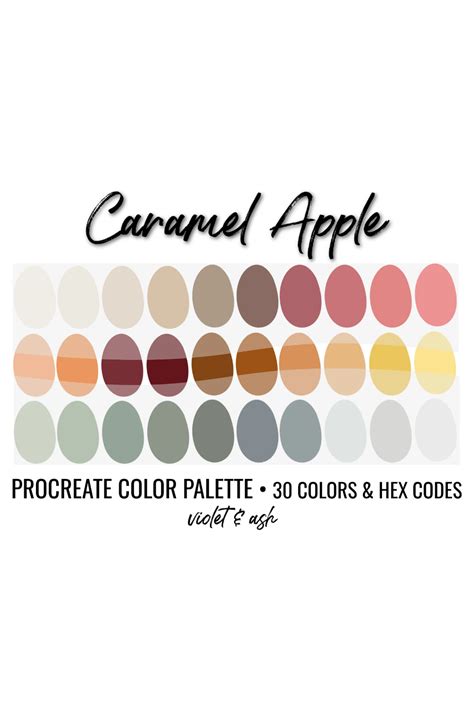 Caramel Apple Procreate Palette Color Chart Photoshop Etsy Burgundy Colour Palette Blush