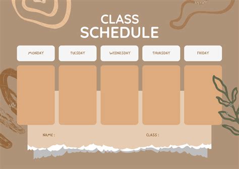 Brown Aesthetic Class Schedule Background Templates Class Schedule