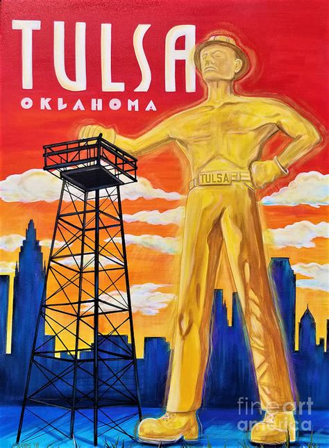 Tulsa Golden Driller Painting By Talitha Jacobs Pixels