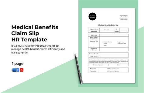 Medical Benefits Claim Slip Hr Template In Word Pdf Google Docs