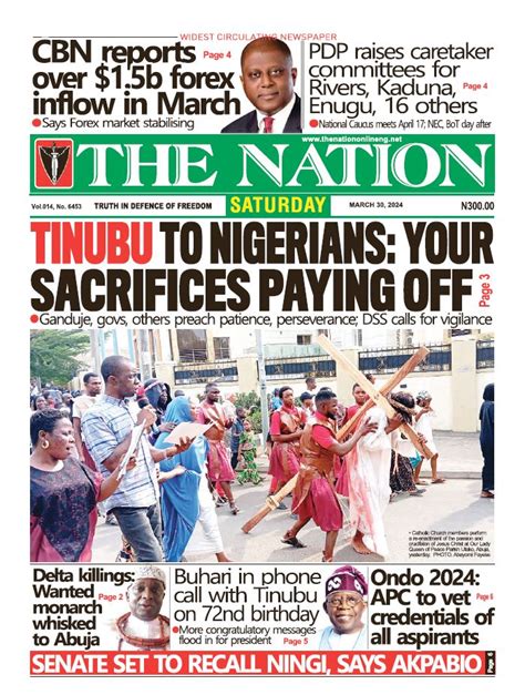 Nigerian Newspapers Daily Front Pages Review Saturday 30th March 2024