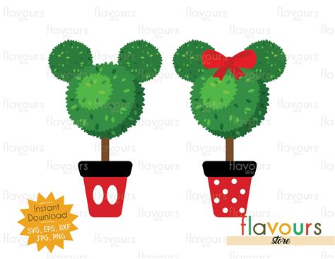 Mickey And Minnie Topiary Svg Cut File Flavoursstore