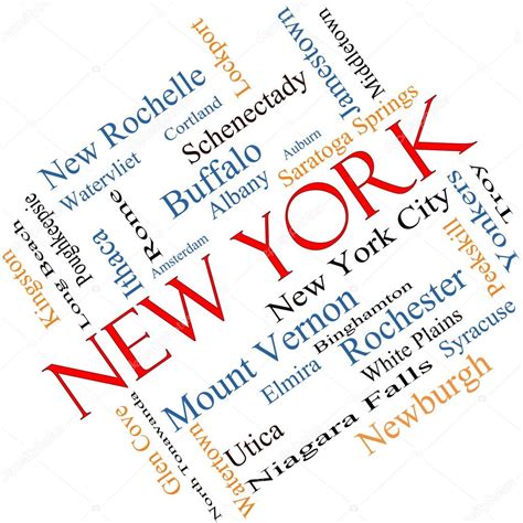 New York State Word Cloud Concept Angled — Stock Photo © Mybaitshop